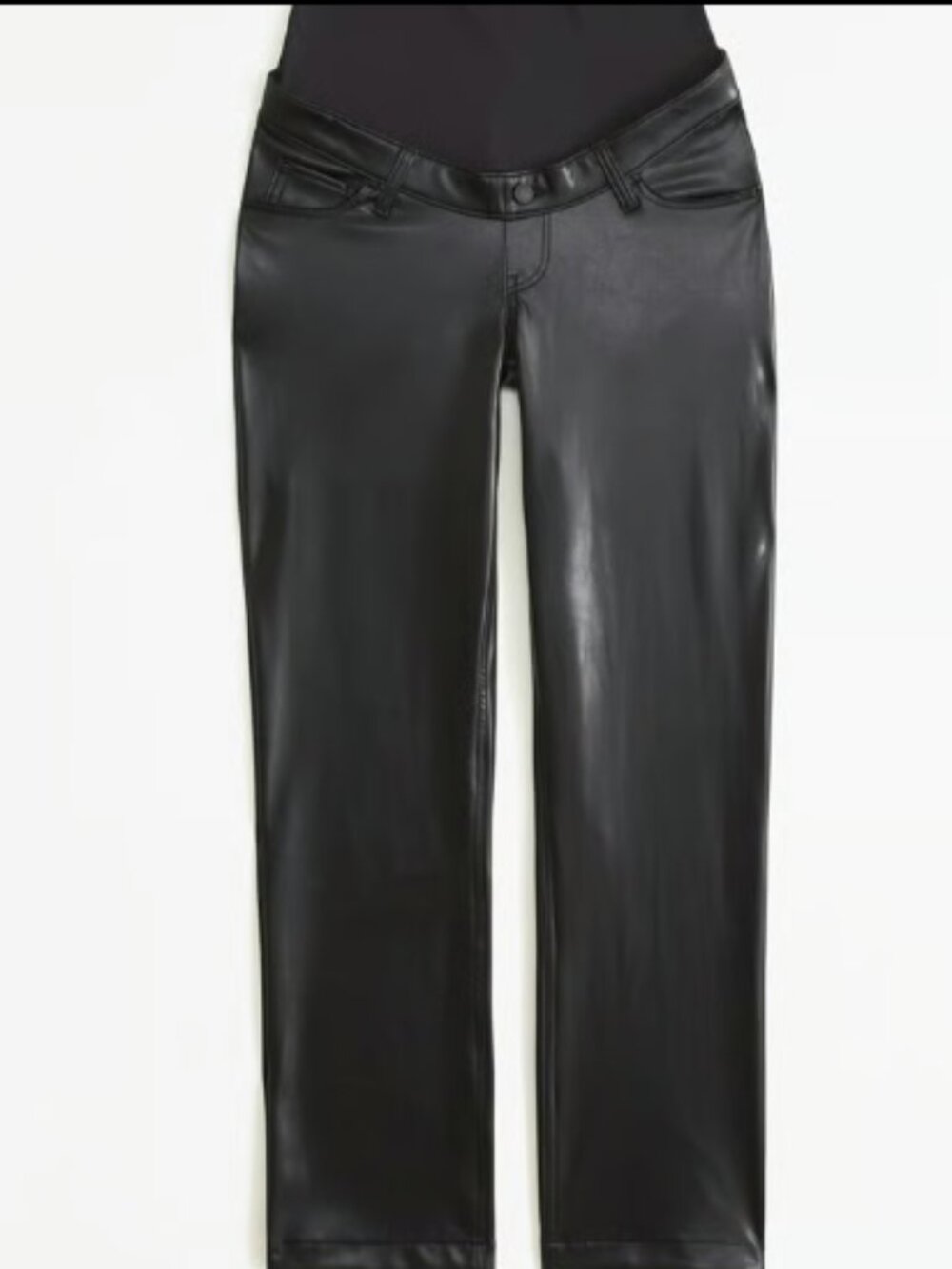 A&F abercrombie & fitch black vegan leather 90's straight maternity pants new 8